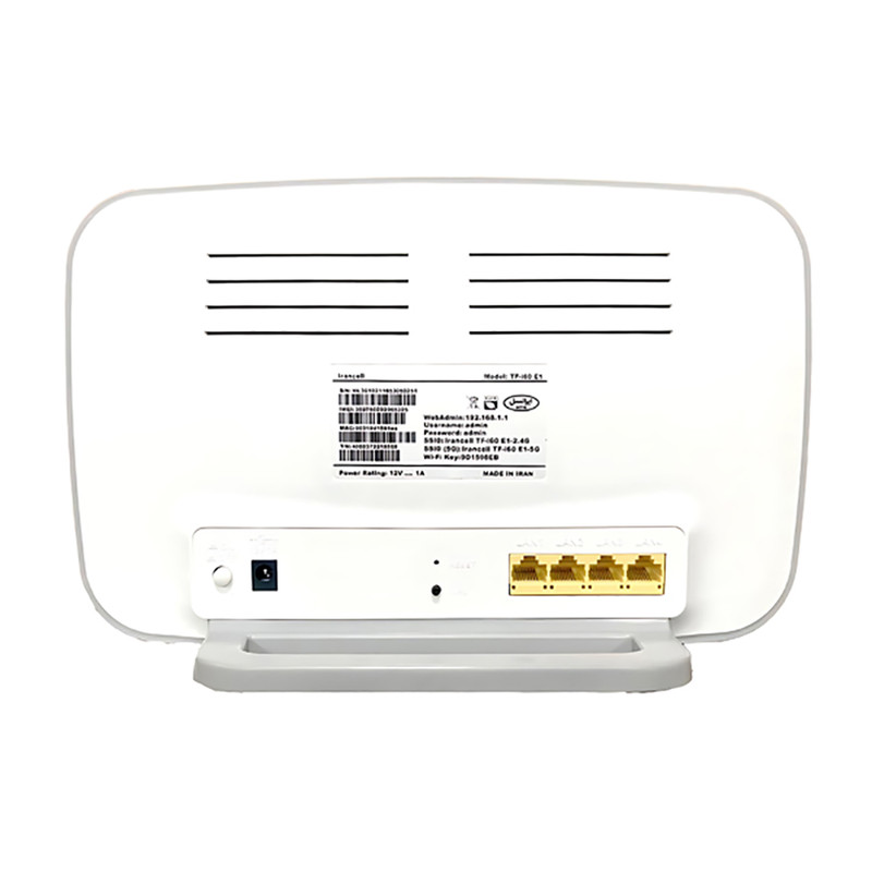مودم روتر 4.5G ایرانسل مدل TF-i120 E1 با اتصال وایفای و کابل LAN، پشتیبانی از 32 کاربر، سیمکارت و 300 گیگابایت اینترنت 3 ماهه